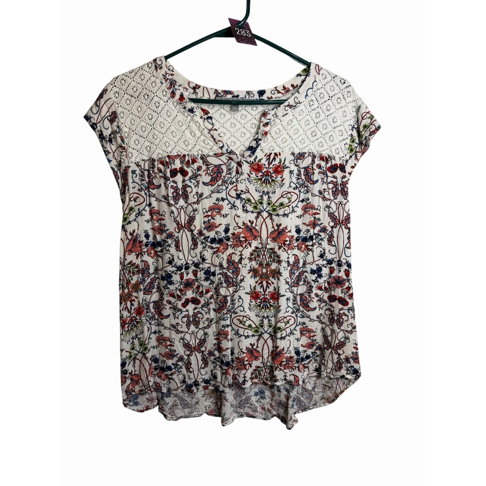 danielrainn womens floral short sleeve shirt size XL extra large